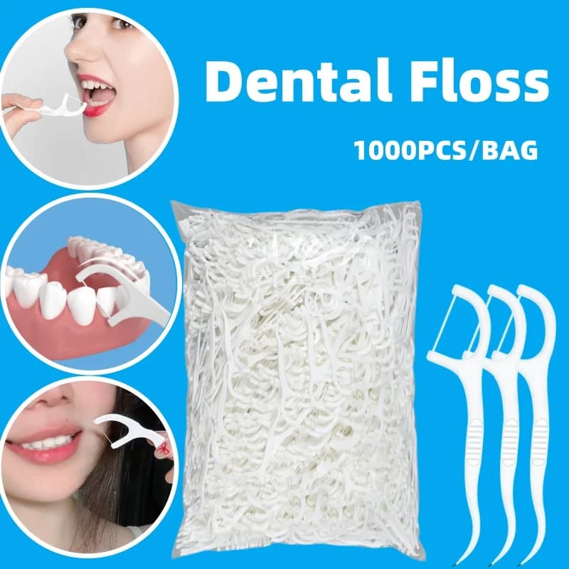 YS00060-1000 pezzi di filo interdentale, plettri per denti, spazzole interdentali per la pulizia dei denti, cura dell'igiene orale usa e getta