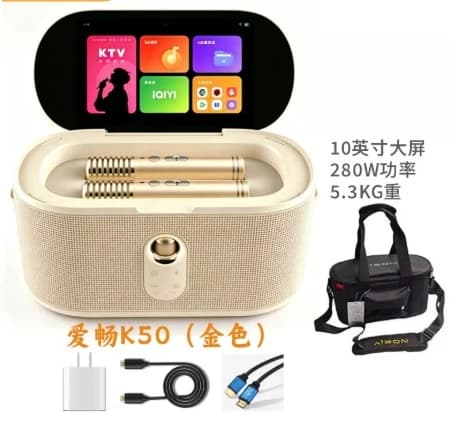 Smart Portable KTV Audio with Display Wireless Microphone Karaoke Machine Home Singing System Bluetooth Jukebox