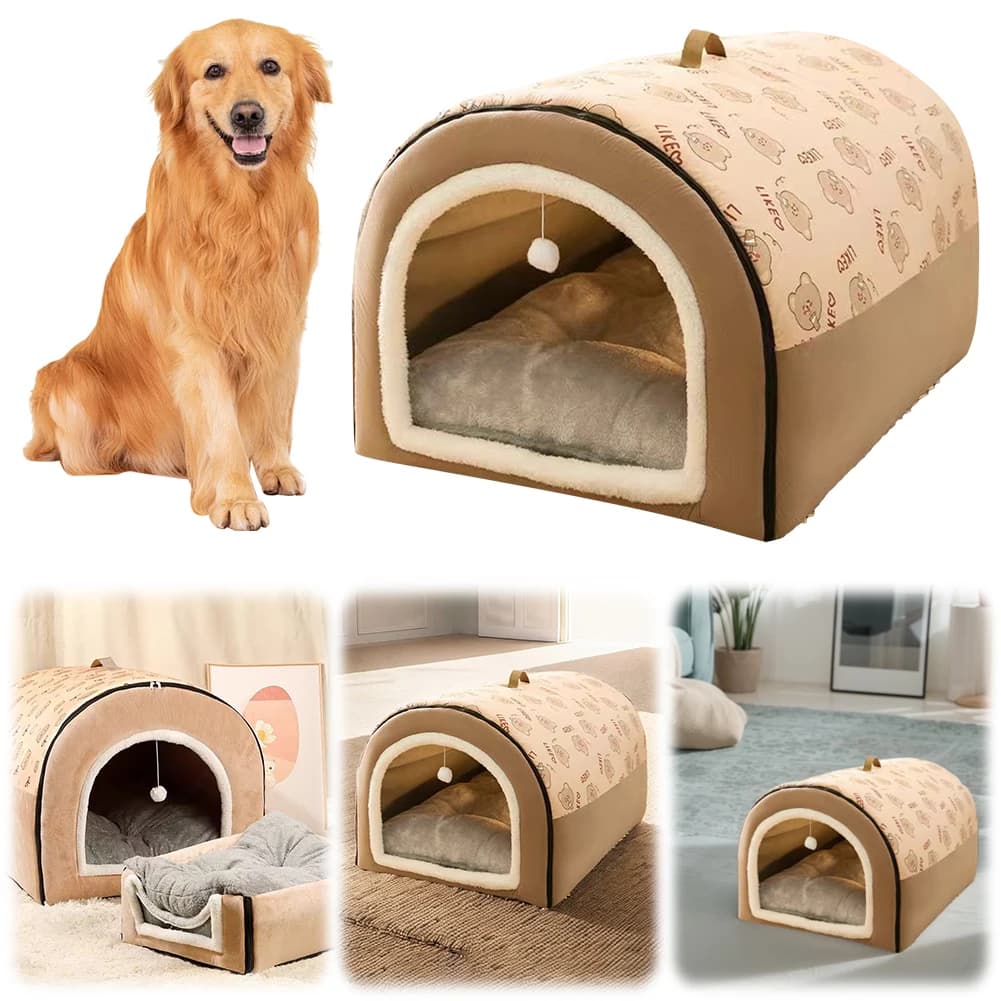Cuccia Invernale Calda per Cani, Tappetino Lavabile, Rifugio Staccabile per Cani, Comodo Letto Grande per Cani e Gatti, Accessori per Animali Domestici