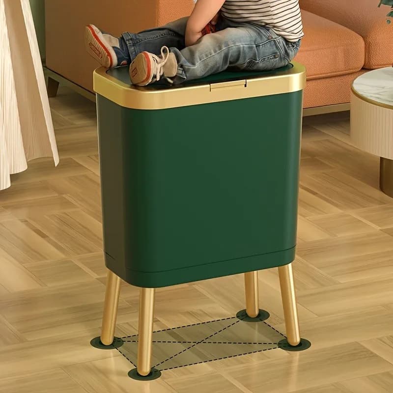 Pattumiera quadrata grande in plastica da 1 pezzo da 15 litri con coperchio sigillante antiodore - Toilette con bidone di smistamento multifunzionale - Gambe rialzate