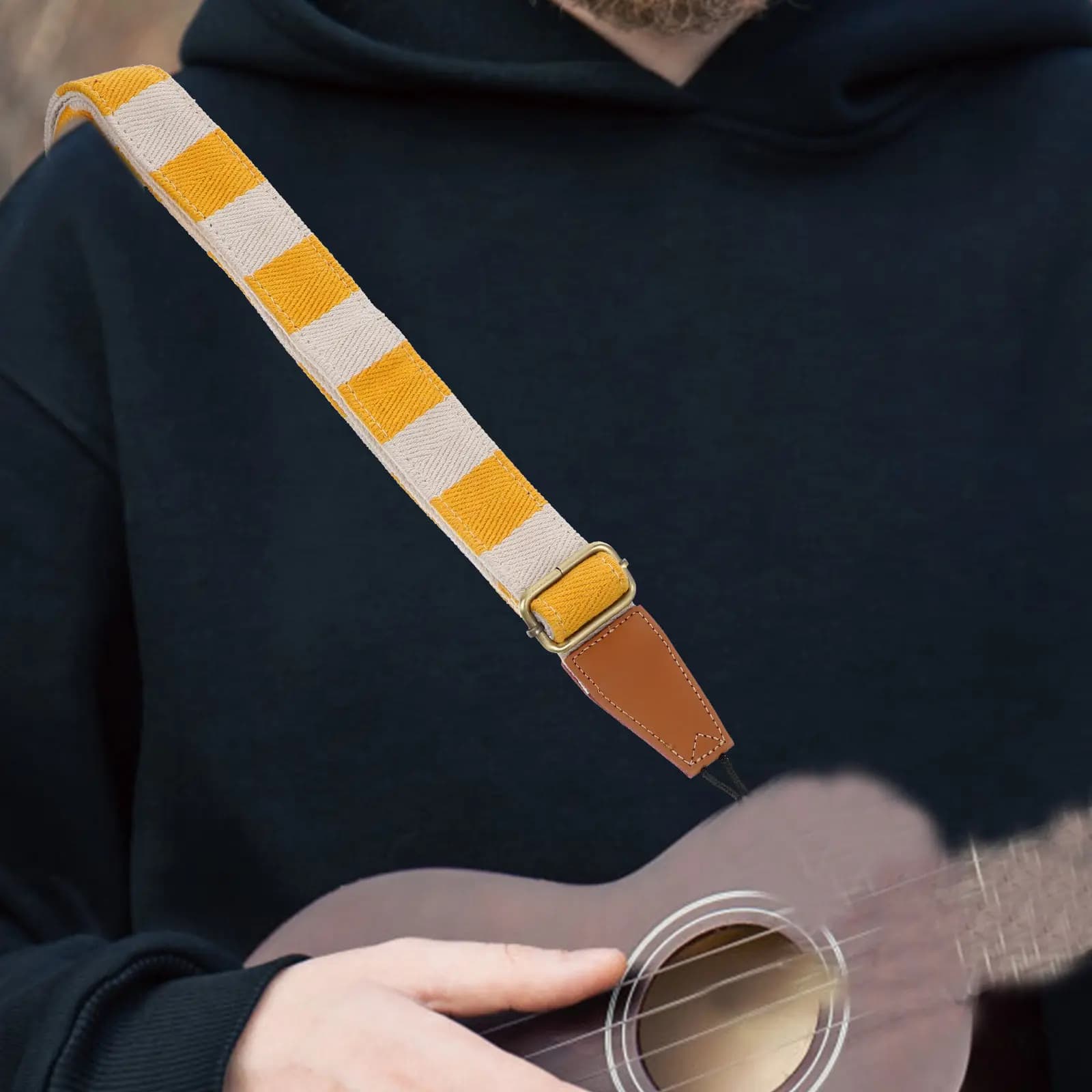 Tracolla regolabile per ukulele realizzata in morbido cotone, resistente all'usura, di lunga durata e confortevole