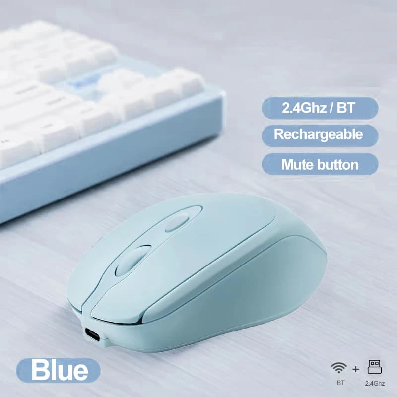 Mouse wireless ricaricabile 2.4G compatibile con Bluetooth, mouse silenzioso USB per PC, laptop, Macbook, tablet e computer