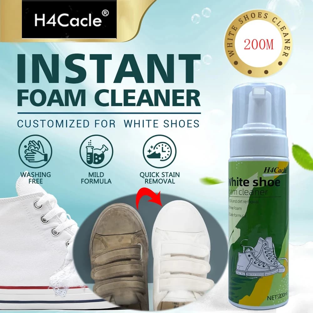H4Cacle Multipurpose Sneaker Cleaner White Mesh Suede Leather Upper Cleaning Mousse Whitening Agent Cleaning Foam Shoe Care