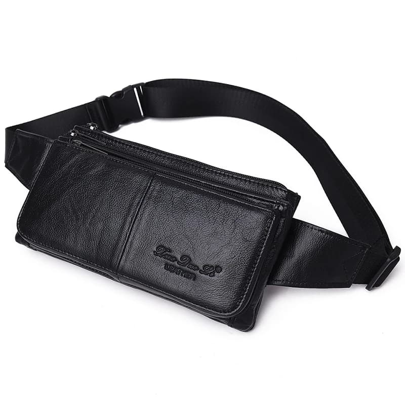 Men's Waist Bag, Genuine Leather Travel Bag, Genuine Leather, Shoulder Bag On Chest With Male Shoulder