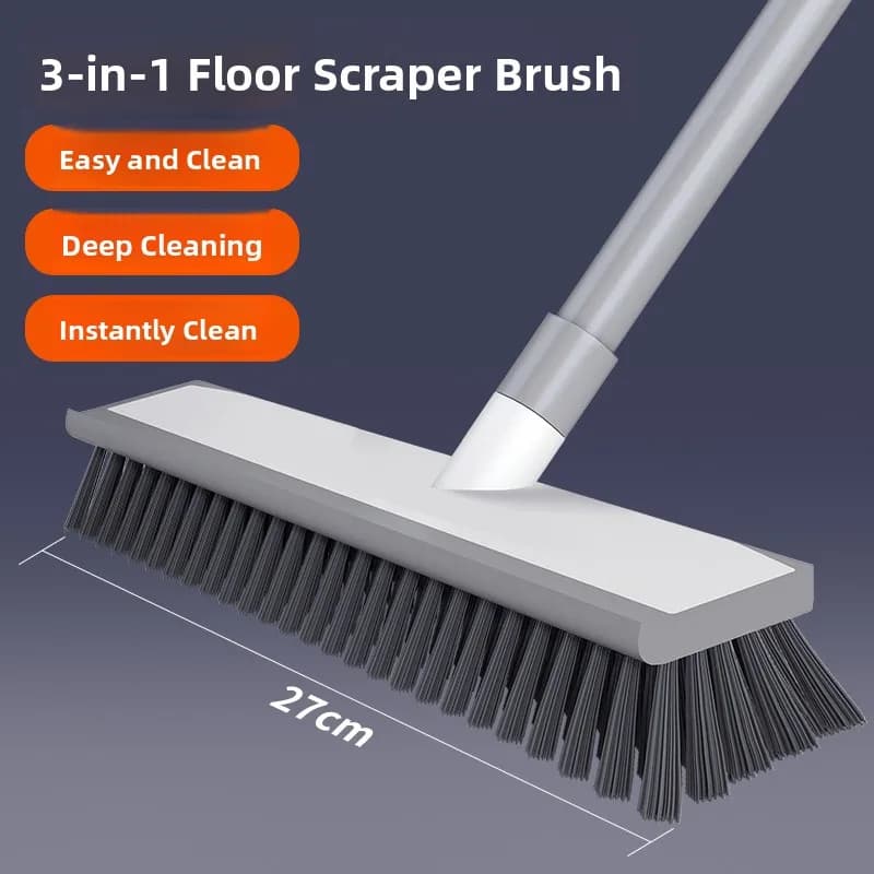 Spazzola per Pavimenti con Manico Lungo, per Pulizia Bagno e Angoli, Manico in ABS, Setole Resistenti per Pulizia Pavimenti Cucina