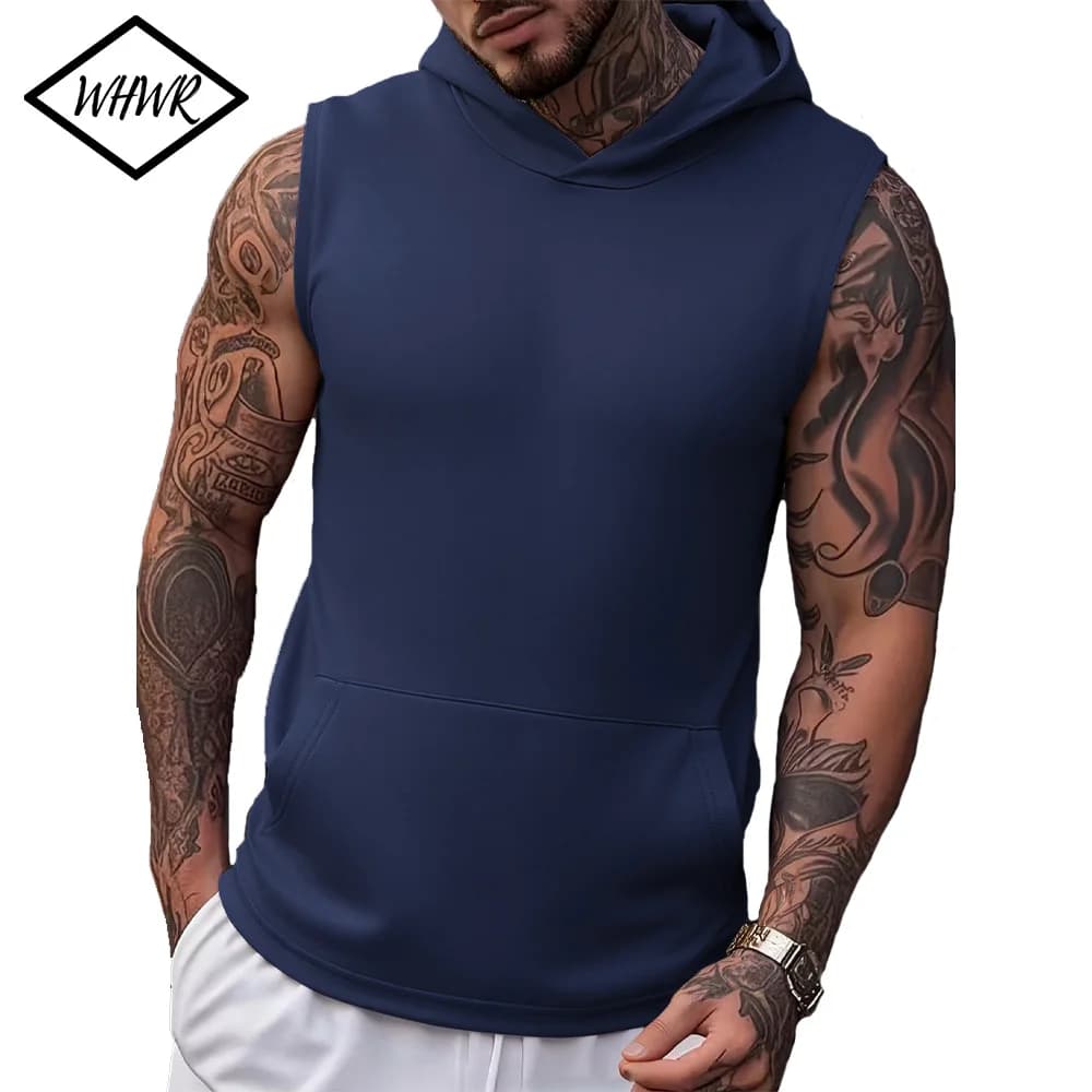Canotta Estiva da Uomo con Cappuccio, T-Shirt Senza Maniche per Palestra e Fitness, Asciugatura Rapida, Moda Maschile, Gilet da Basket