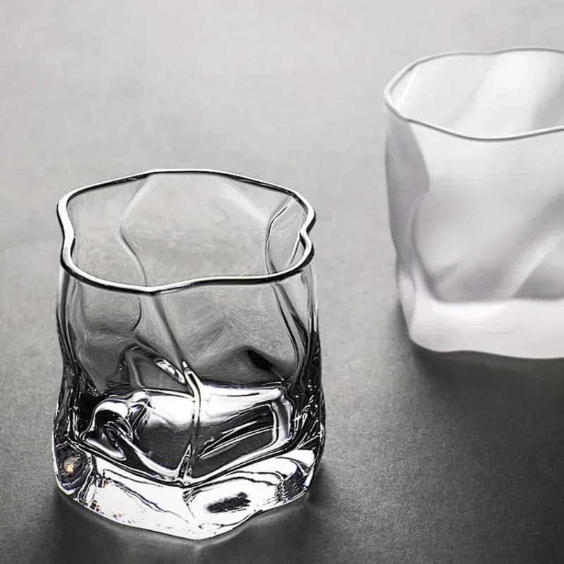 Set di bicchieri da whisky in cristallo di forma irregolare creativa con carta pieghevole con motivo ghiaccio - Bicchieri per vino e birra