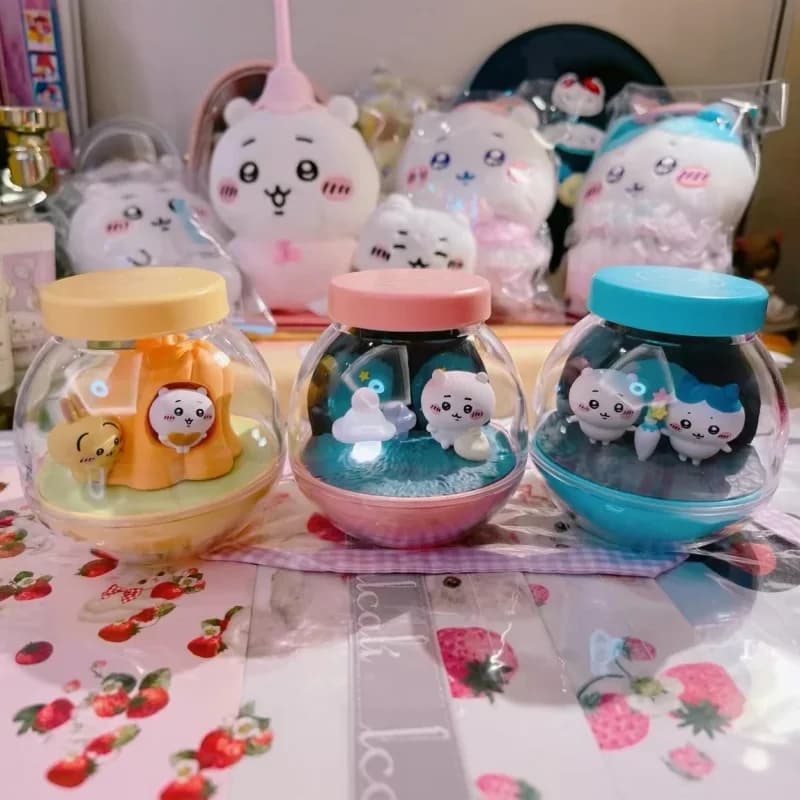 Bandai Genuine Chiikawa Blind Box Scene Styling Bottle Ornament Figure Usagi Hachiware Anime Cartoon Food Play Toy Gift