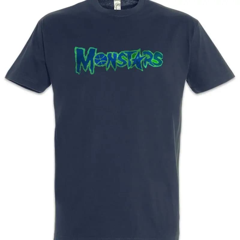Maglietta Monstars con Simbolo Spaziale, Logo della Squadra, Divertimento e Basket