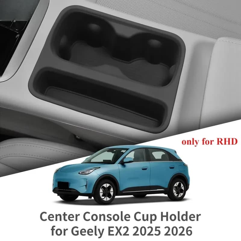 For Geely EX2 RHD 2025 2026 Water Cup Holder Insert Storage Box Shock-Absorbing Silicone Tray Organizer Car Accessories Black