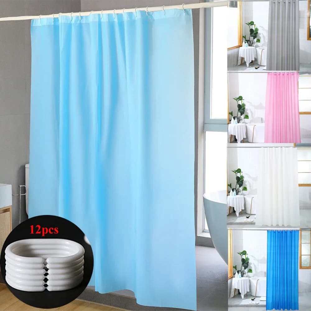 Tenda da doccia extra lunga PEVA Tenda da bagno antimuffa Tende da bagno impermeabili con gancio Tinta unita traspirante