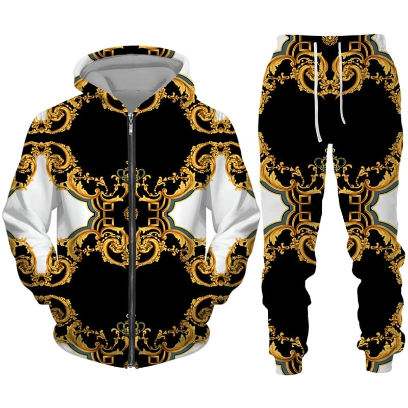Set Two Pieces with 3D Printed Sweatshirt and High Waist Pants, Casual Spring, Comfortable fit, Youth Sports Jacket in Fashion
