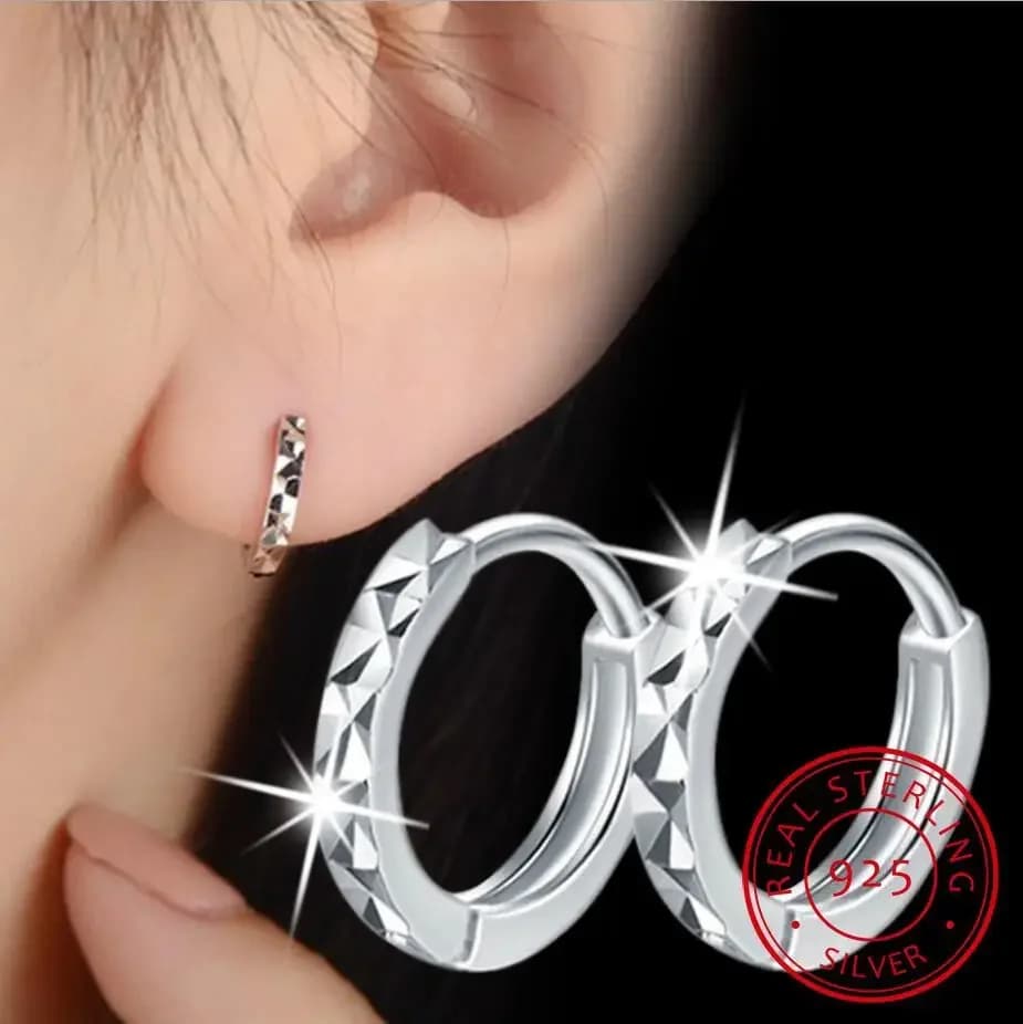 Orecchini a Cerchio in Argento Sterling 925 con Freccia Intagliata, Mini Cerchio Piccolo per Donna, Uomo, Ragazza, Bambina, Gioielli da Matrimonio