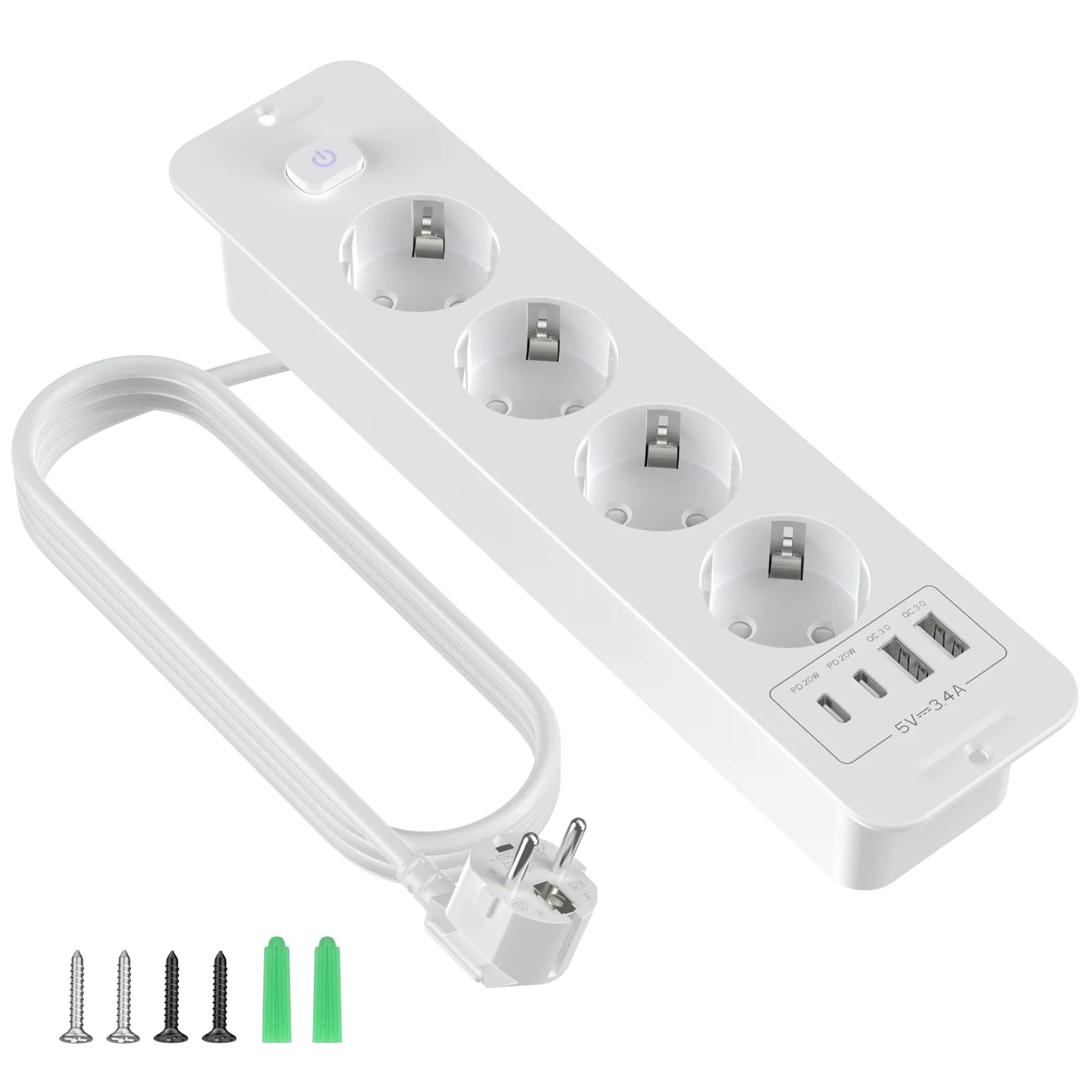 HITRENDS multi-functional built-in socket 6AC+2A2C 20WPD fast charging overvoltage protection Home and office socket
