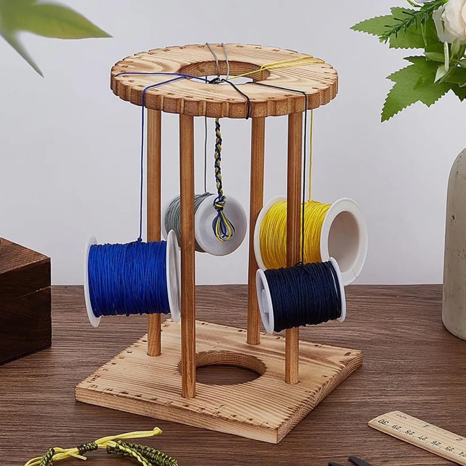 Kumihimo Beading Disk Wooden Bracelet Weaving Loom Kit for DIY Machine Embroidery Thread Crafting