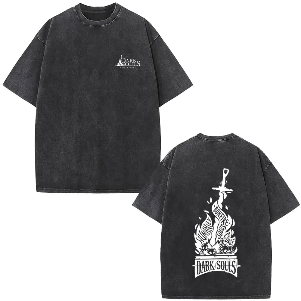 T-shirt Grafica Oversize Vintage Lavata Dark Souls Sun Gwyndolin Dark of Big Hat Logan Uomo Donna Anni '90 Gothic Rock