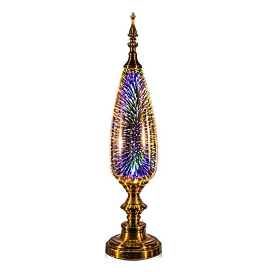 Lampada da Tavolo Decorativa Turca Araba con Effetto 3D in Vetro Fatto a Mano e Base in Bronzo per Camera da Letto, Comodino, Soggiorno