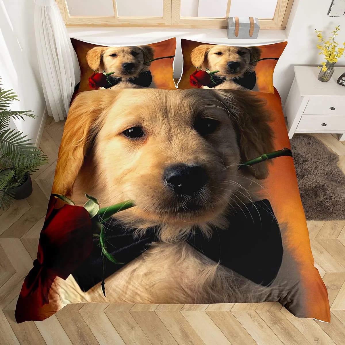 Set copripiumino per cani Queen Size Set biancheria da letto per ragazzi adolescenti Set copripiumino per cuccioli di animali domestici carino Copripiumino a tema animale per bambini