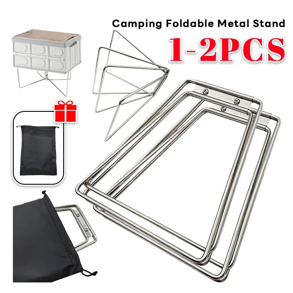Folding Aluminum Alloy Box Stand Stainless Steel Camping Organizer Box Stand Multifunctional for Outdoor Picnic Fishing