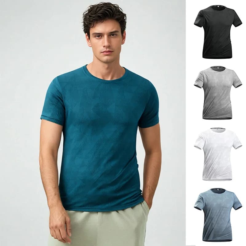 T-shirt da corsa ad asciugatura rapida in seta ghiaccio a maniche corte, sottile e traspirante per l'estate, ideale per fitness e sport