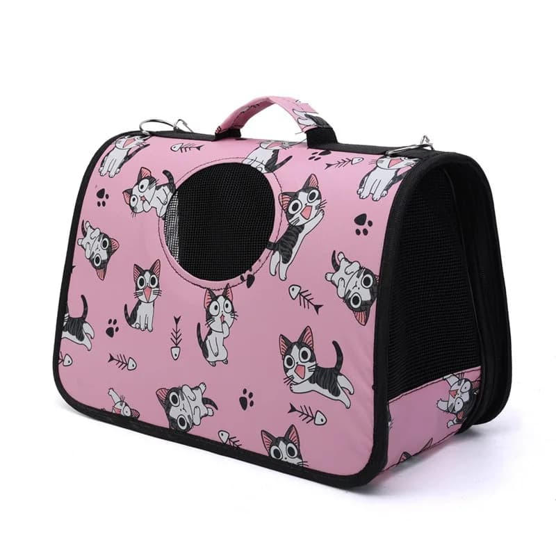 Portable Foldable Cat Carrier Backpack Breathable Pet Travel Bag Outdoor Hiking Shoulder Handbag for Small Cats