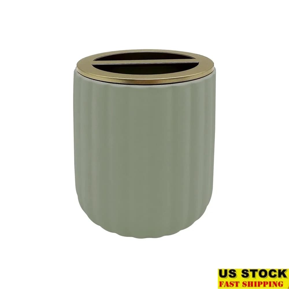 Portaspazzolino moderno in ceramica Design a costine Organizzatore da bagno Spazzolino per capelli Antiscivolo Elementi essenziali eleganti Vita verde