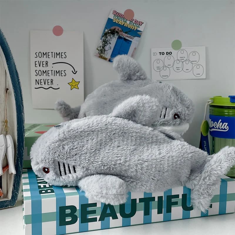 Simpatico astuccio per matite in peluche con squalo oceano, borsa per cosmetici, portatile, di grande capacità, per penne, scatola di immagazzinaggio di cancelleria, forniture per ufficio scolastico