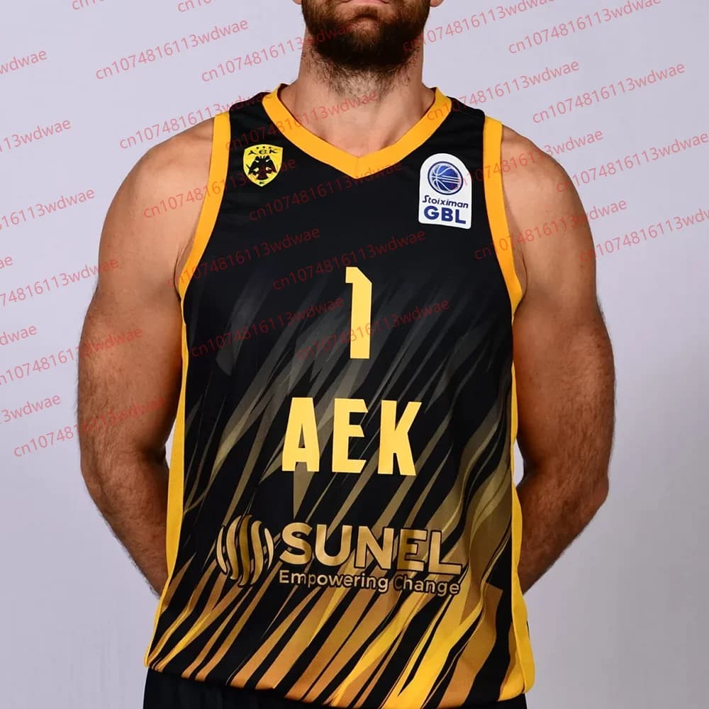 Maglia da basket greca Kit maglia sportiva ad asciugatura rapida Maglia da basket AEK BC Maglia da basket