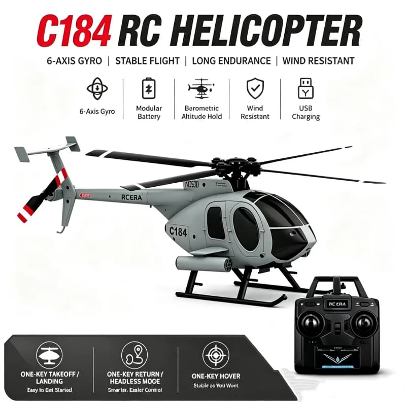 RC ERA C184 RC Helicopter 4CH 1/48 6-axis Gyro 3-Speed One Key Reverse Aircraft