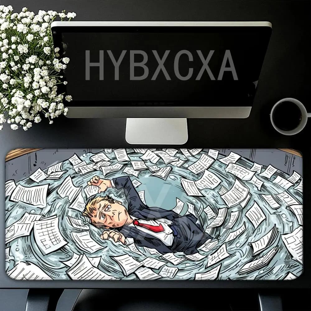 HYBXAXC Busy Work Humor Mouse Pad Non Slip Rubber Desk Mat for Office Laptop Gaming Decor Keyboard Mats Large Gamer Mousepad