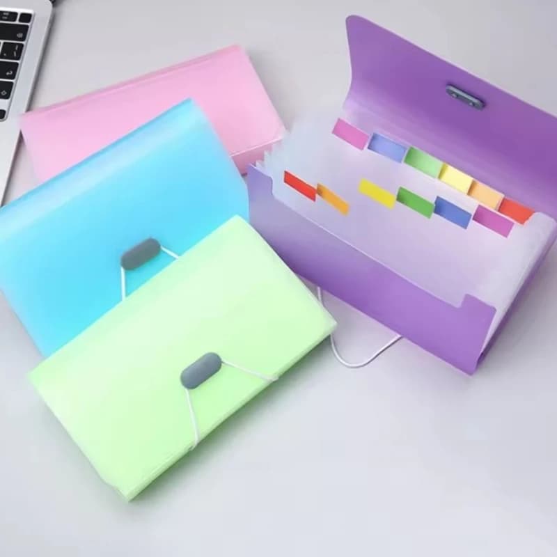 Portadocumenti A6 mini con 13 scomparti e laccetto, organizer per documenti da ufficio, cartella per ricevute colorata, cartella portadocumenti