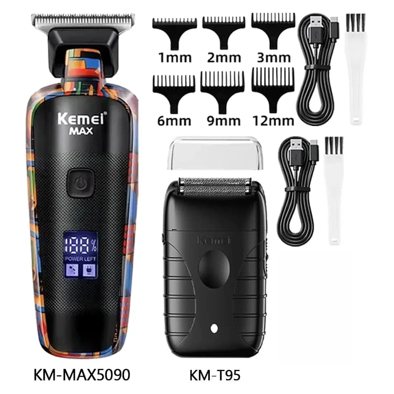 Kemei Km-MAX5090 Km-2299 Km-T95 Hair Trimmer Electric Hair Cutting Machine Hair Clipper Barber Cordless Clipper for Men Shaver