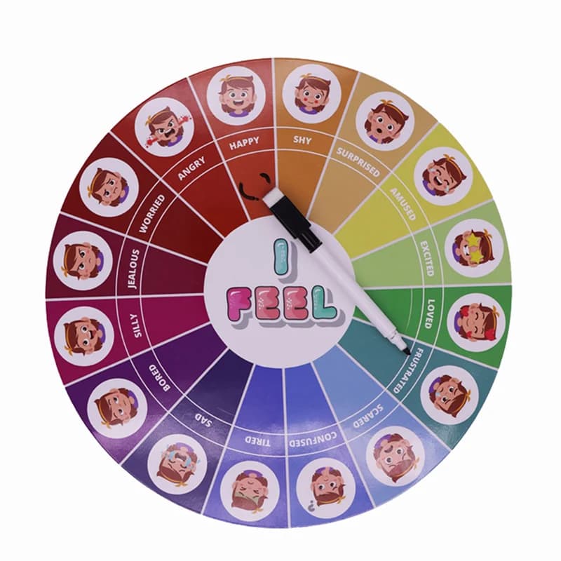 28cm ragazzi ragazze gestione delle emozioni apprendimento Magnetic Roulette Spin Kid Wheel Game English Board Sucker Pointer sussidi didattici giocattolo