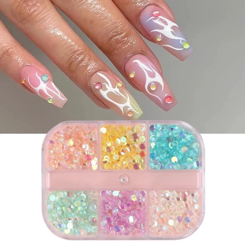 Acrylic Siren Beads Round Nails Decoration Art 3D Crystal Drop Beaded Jewelry Colorful Charms Ornaments Kawaii Accessories LY2052
