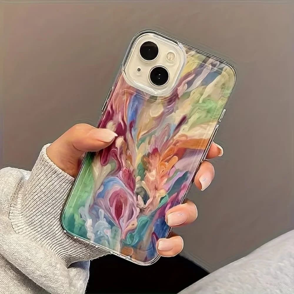Cover in Silicone con Pittura Colorata Graffiti per iPhone 17 16 15 14 13 12 11 Pro Xs Max Mini 8 7 6 6s Plus Air X XR 17e 16e