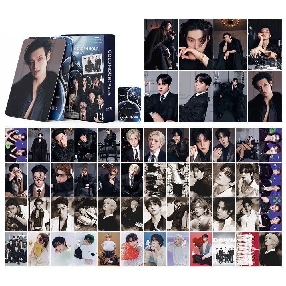 Set da 55 Pezzi di Fotografie HD Stampate di Idol Boy ATEEZ, Carte LOMO di Hongjoong, Seonghwa, Yunho, Yeosang, San, Mingi, Wooyoung, Jongho, Regalo per Fan