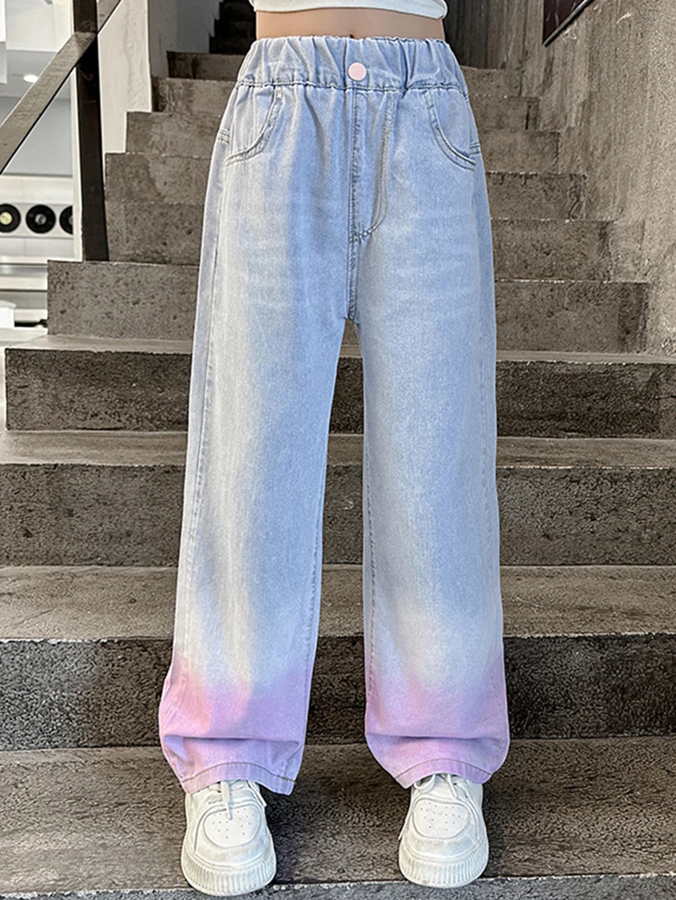 Pantaloni a gamba larga spray colorati per ragazze pezzo singolo