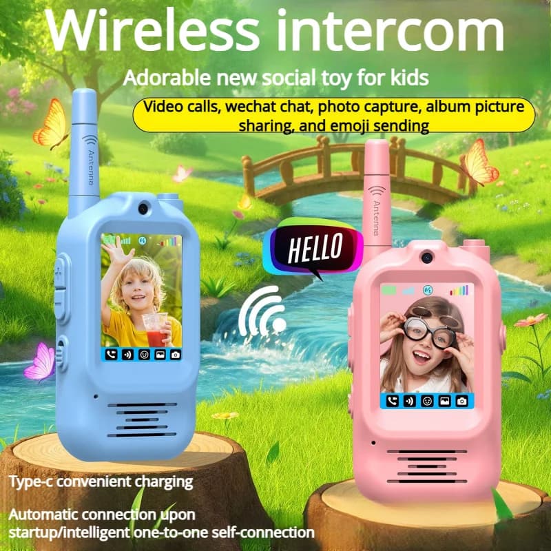 Video per bambini Walkie Talkie Chiamata HD con un clic Citofono Regalo di compleanno per bambini Citofono per giochi al coperto in campeggio ed escursionismo