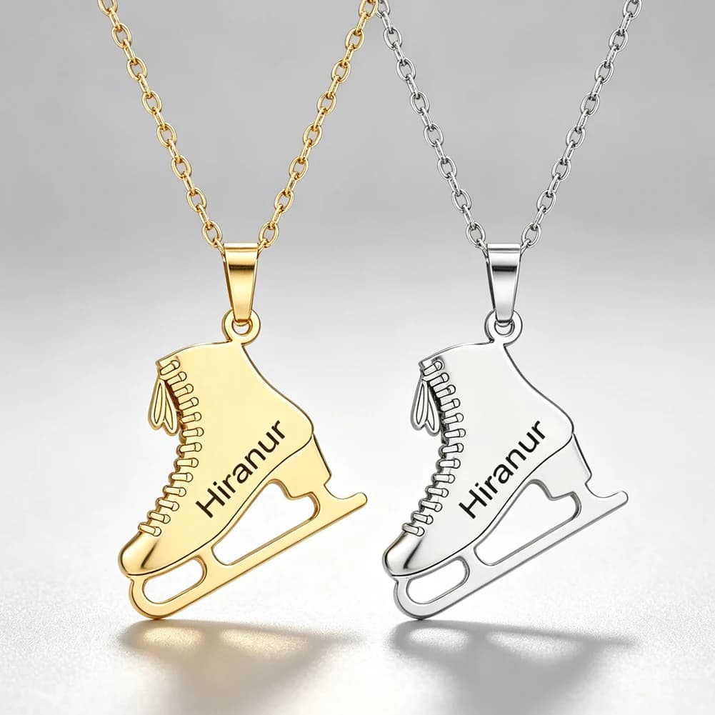 Engraved Name Skates Necklace Customized Stainless Steel Jewelry Ice-skating Shoe Pendant Men Women Athlete Party Trend Gift