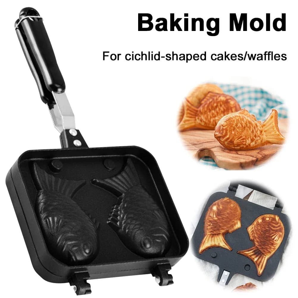 Double shaped fish Taiyaki Dessert Waffle Cake Maker Pan Aluminum Alloy Japanese Pancake Double pan Waffle Stamps