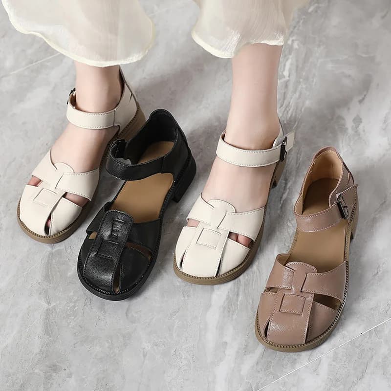 GKTINOO Scarpe da donna Sandali estivi Donna 2025 Scarpe da donna comode casual da donna in vera pelle Sandali Scarpe estive da donna