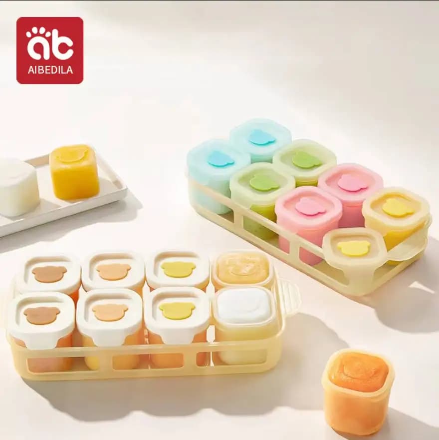 AIBEDILA Baby Silicone Food Freezer Tray Independent Grid Food Grade Mold Reusable Steamable Storage Box for Infant Puree Soup
