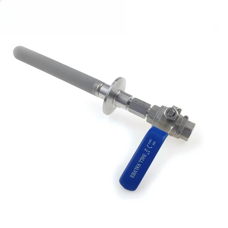 1.5" Tri-Clamp x 1/4" Carbonation Stone Female with Stainless Steel Back Valve 304, Diffusion Stone for Oxygenation, CO2 Input Sintered for Birrificio