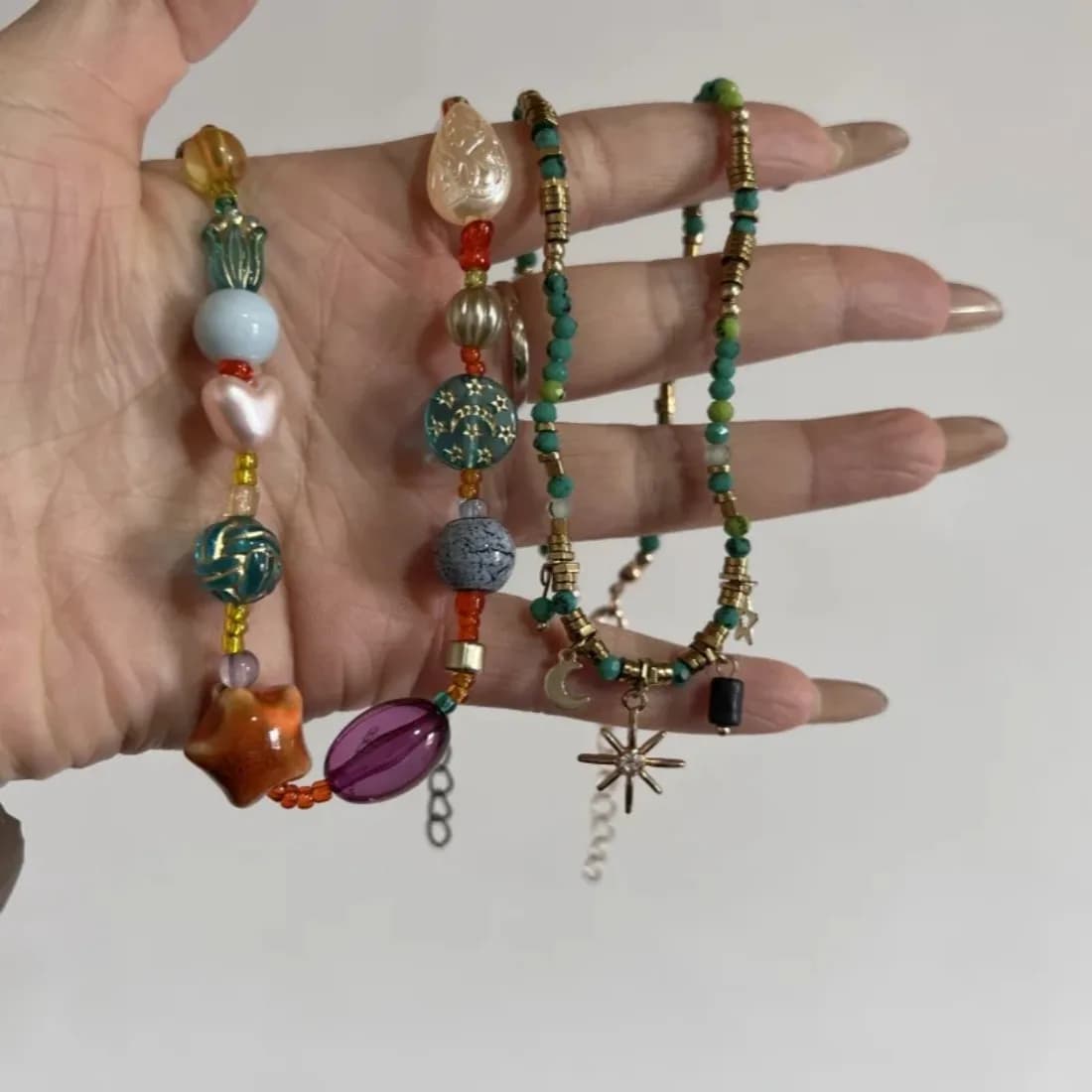 Handmade ethnic star necklace – Summer jewelry with clavicle with Boho colored beads, new Chinese style