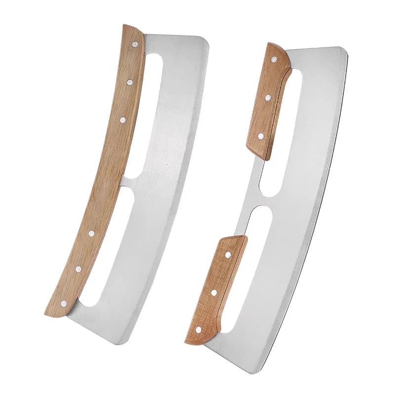 Affettatrice per pizza in acciaio inossidabile con ruota per taglierina per pizza da cucina con manico in legno e copertura protettiva