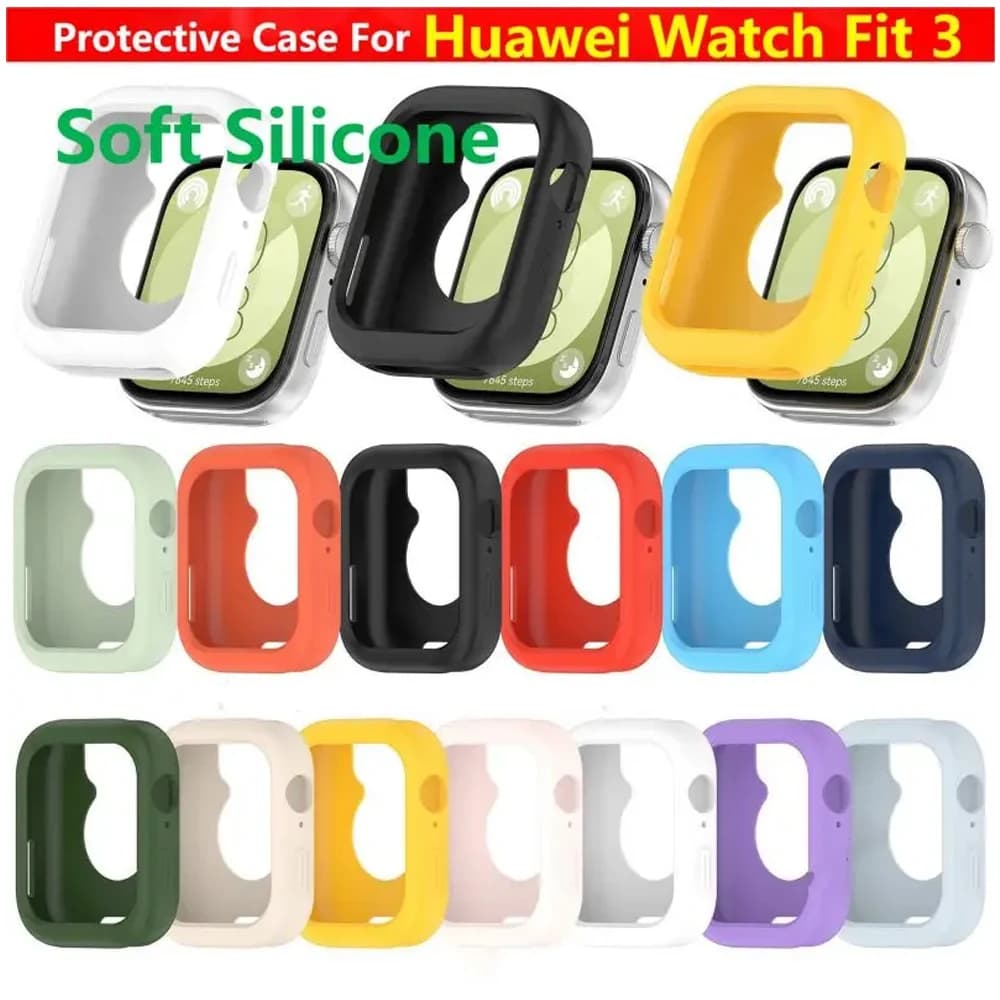 Custodia in silicone TPU per Huawei Watch Fit 3 Smart Watch cinturino protettivo morbido copertura paraurti Fit3 protezione guscio accessori adattatore