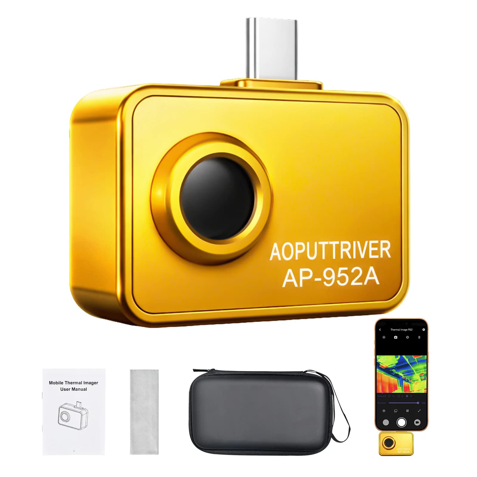 Portable Type-C IR Thermal Imager 256×192 Resolution -15℃-600℃ APP Control Thermal Camera for Android Phone