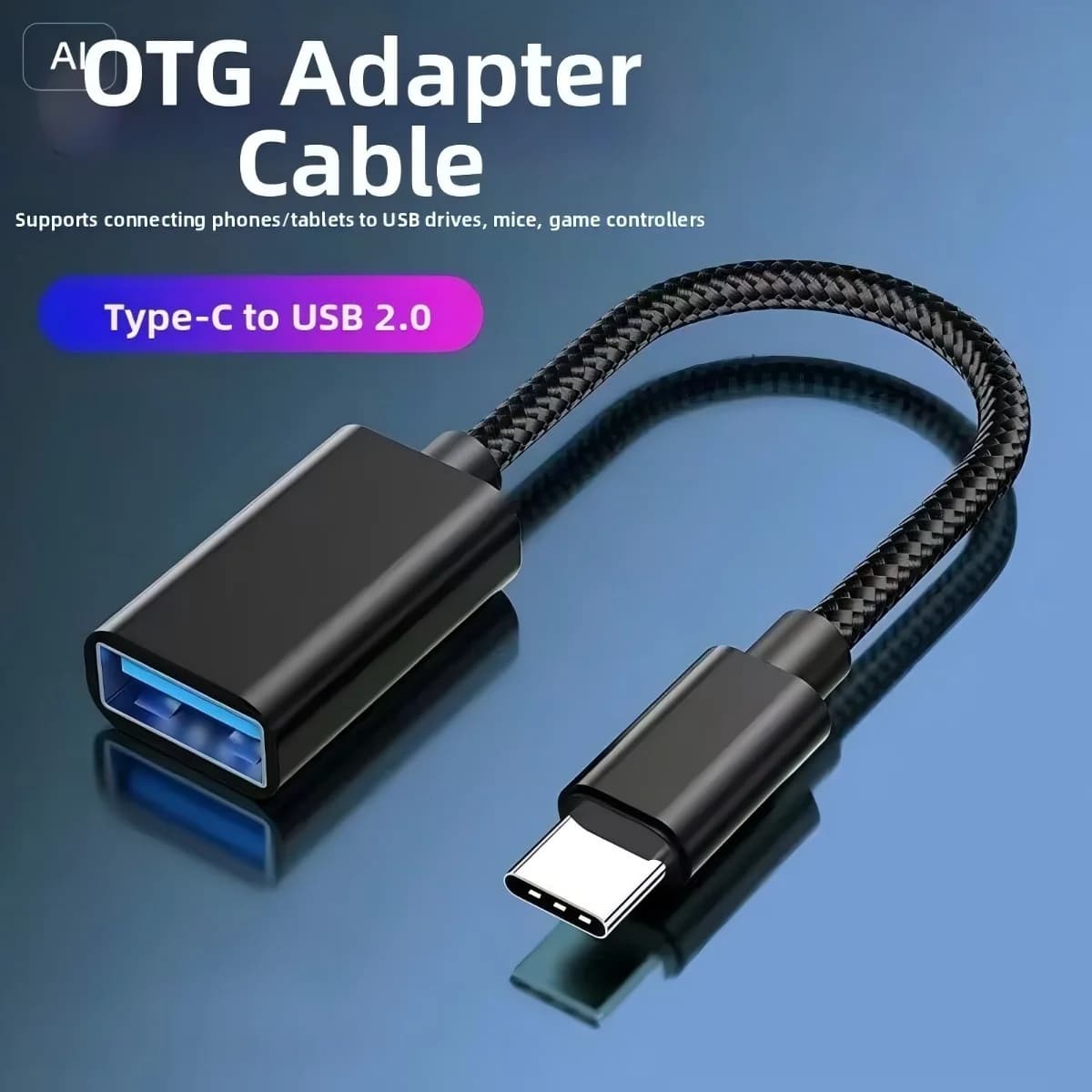Cavo di prolunga OTG da USB-C Maschio a USB 2.0 A Femmina per Sistema Audio Auto, Tablet, Disco Rigido, Gamepad, Ricarica Rapida