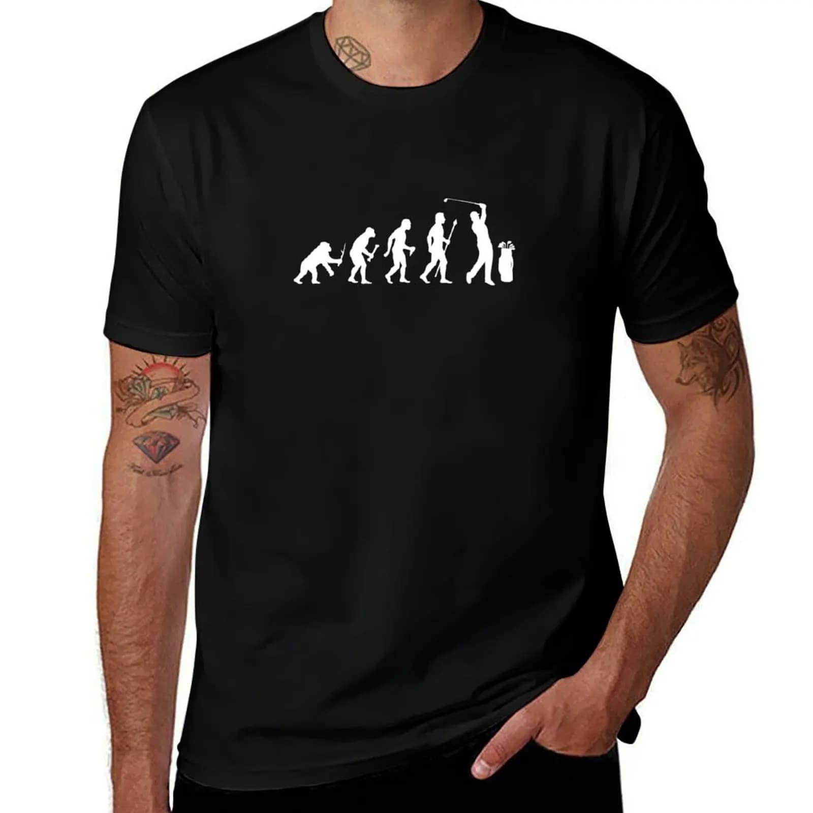 Divertente maglietta con stampa 'Evolution Of Golf', t-shirt streetwear