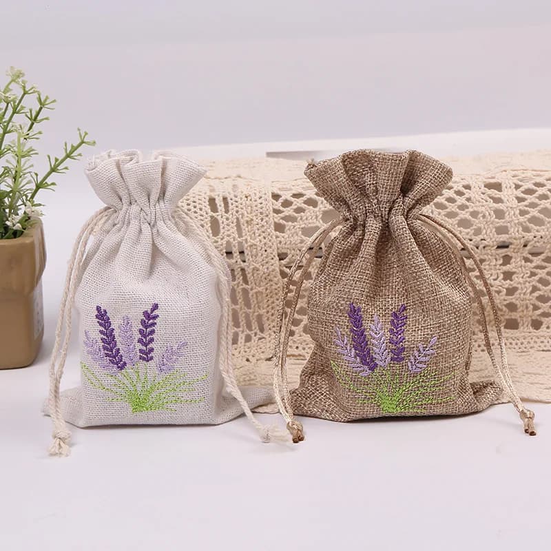 10 bags of lavender flower aroma bags dry lavender bags embroidered cotton jute bags aromatherapy bags can print logo